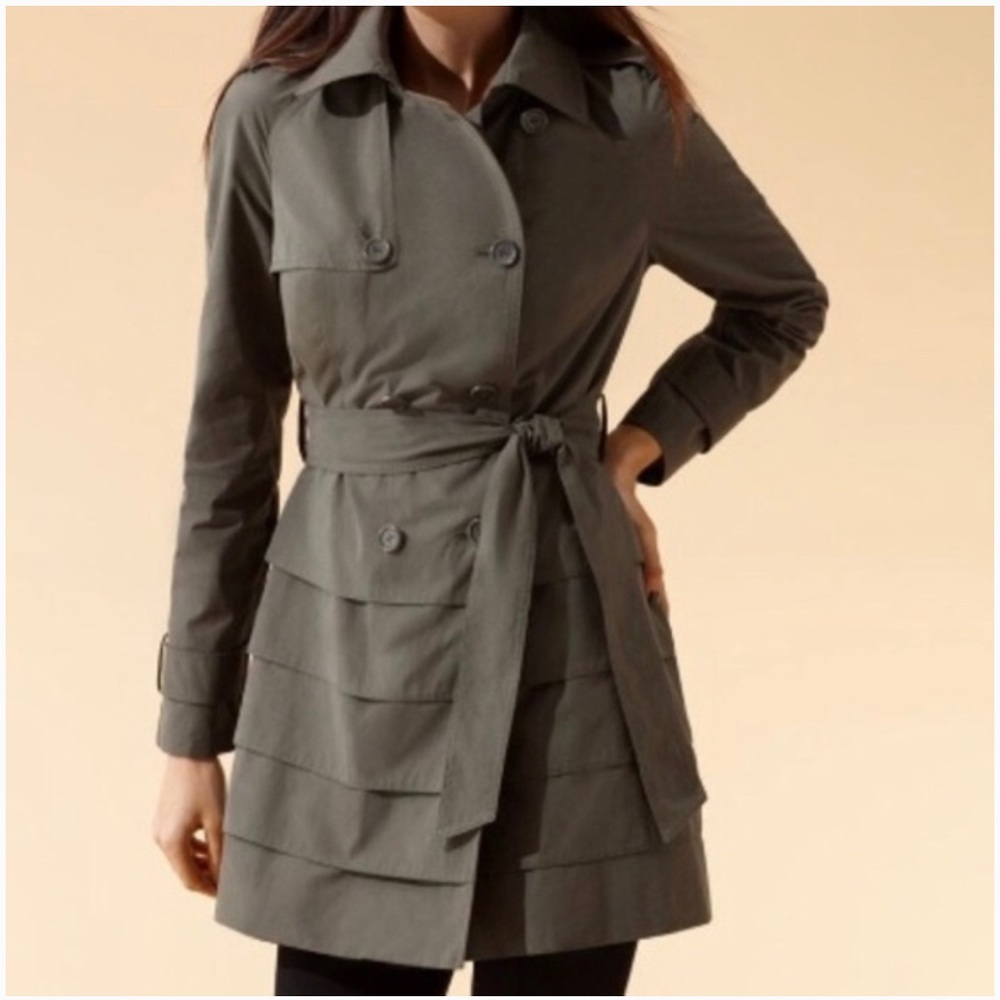 INC Surplus Green Tiered Trench Coat Size L